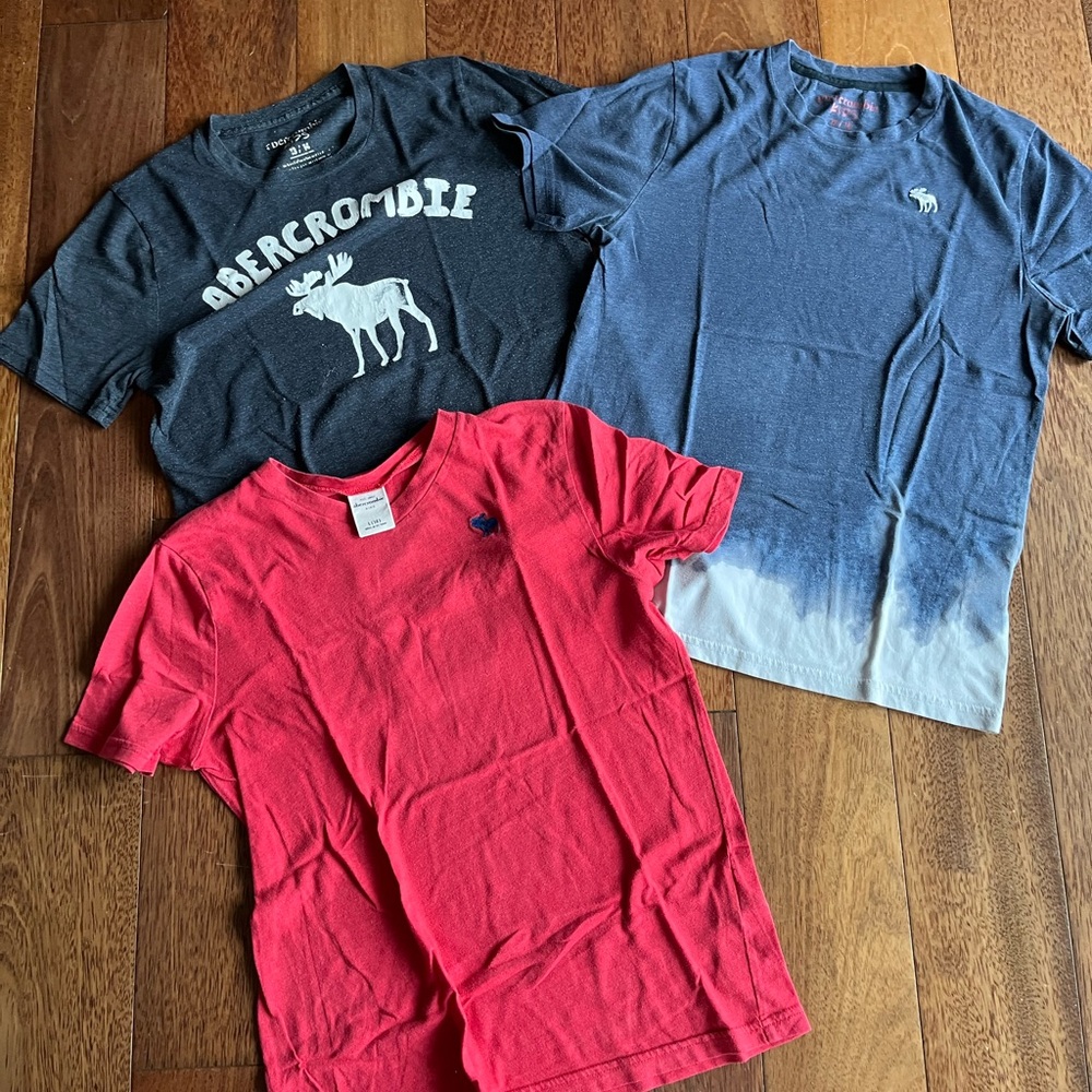 3 Abercrombie & Fitch Red and Blue Short Sleeve Tees - size 13/14